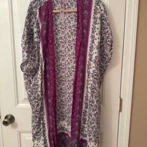 LOFT Floral Kimono with Purple Details